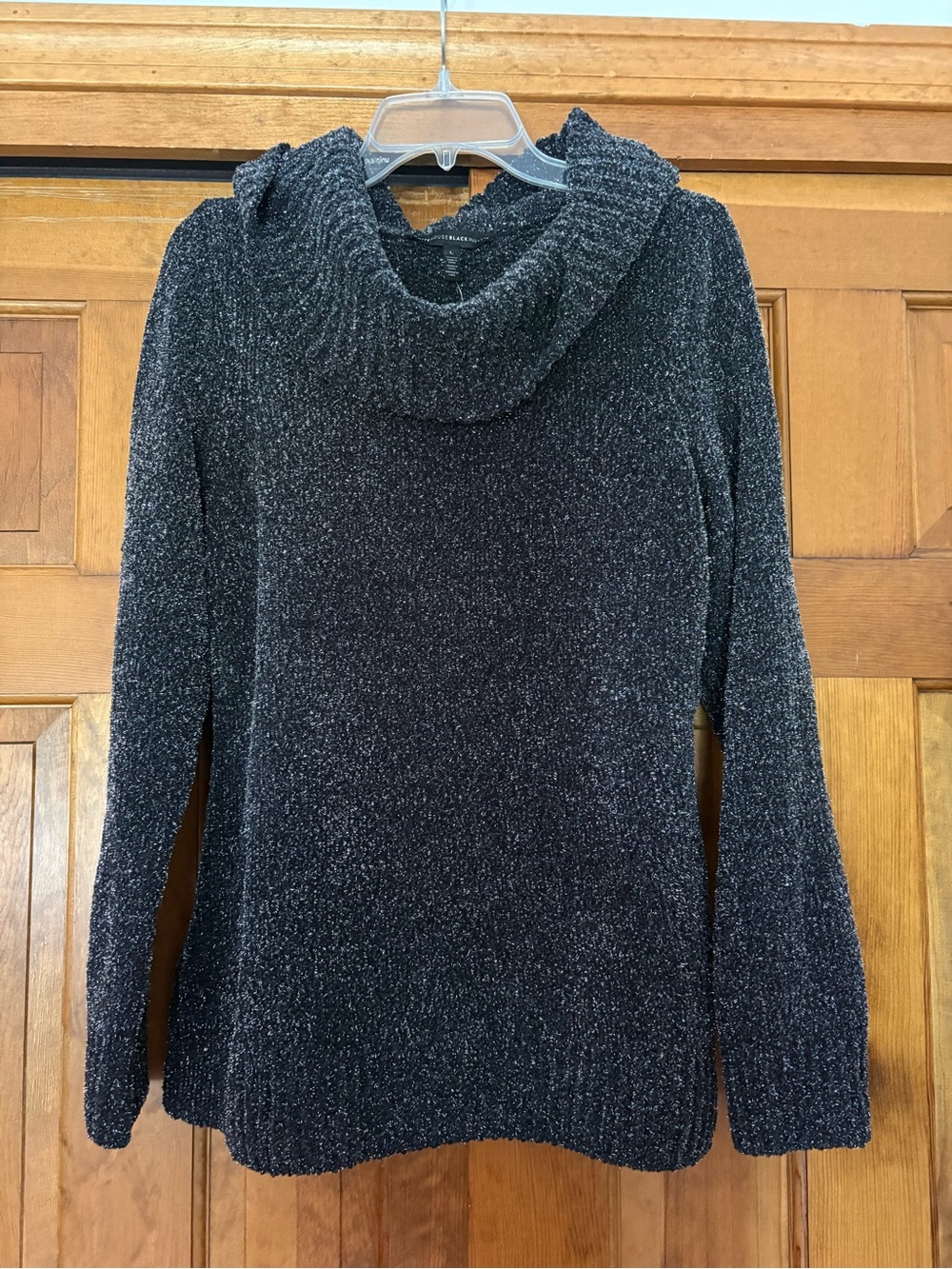 White House Black Market Black Shimmery Cowl-Neck Sweater
